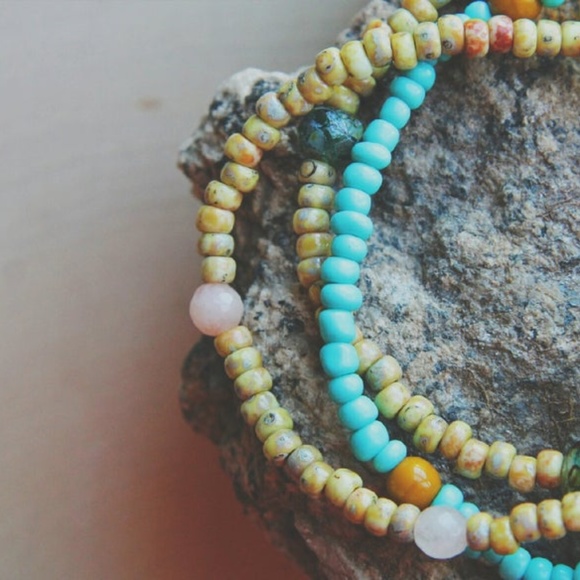 Live ~ a handmade boho stretch bracelet. - Picture 2 of 4